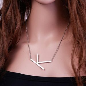 Silver Initial Stainless Steel Pendant Necklace